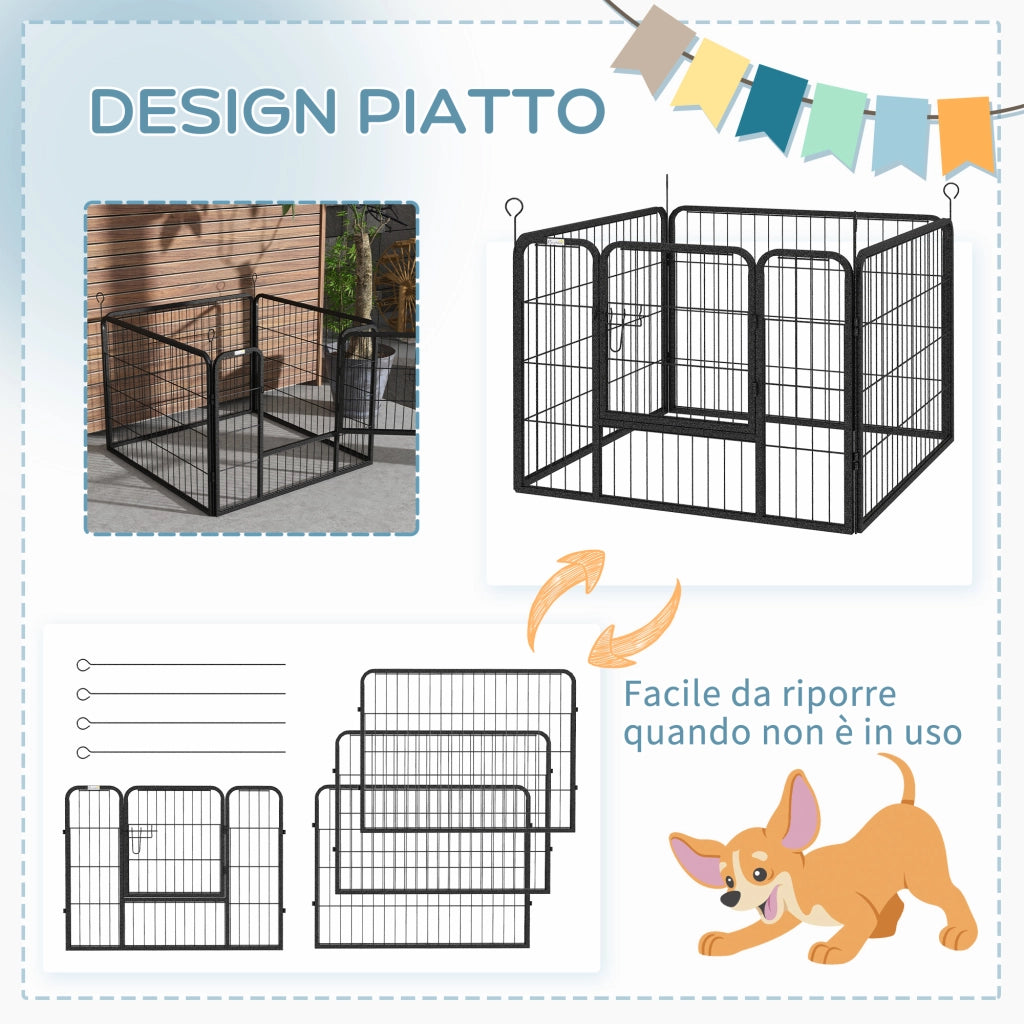Recinto per Cani Pieghevole in Metallo ¨C zephmum ¨C 82x82x60cm Grigio