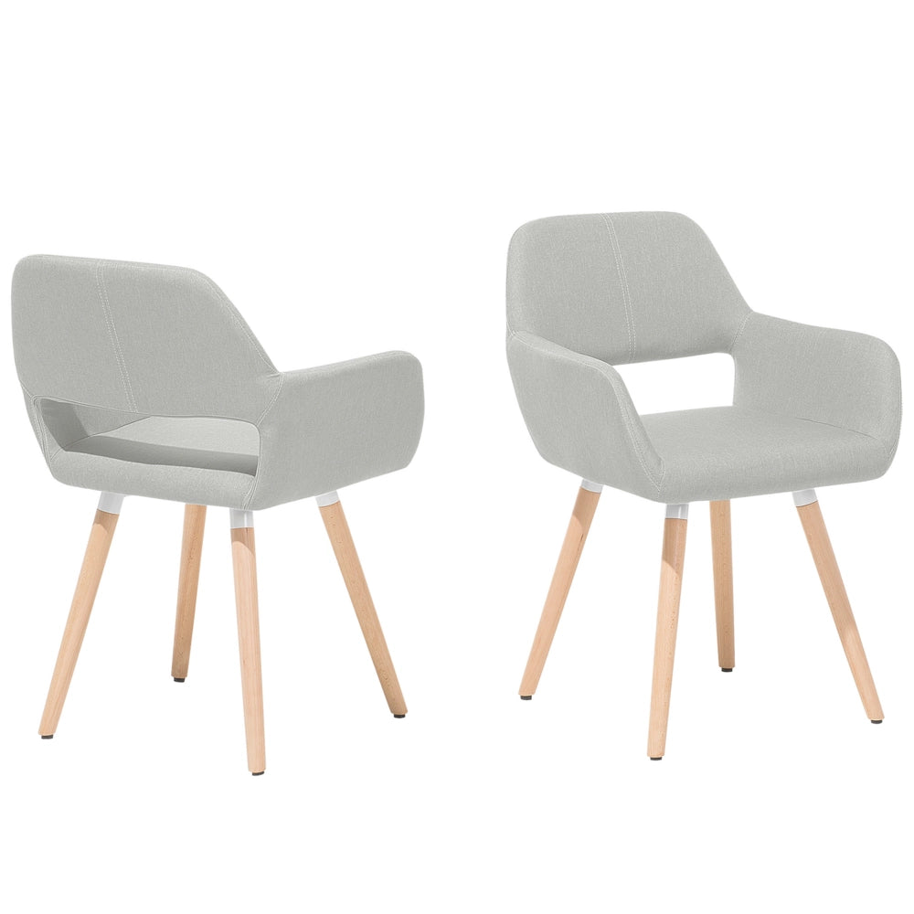 Set di 2 sedie da pranzo rivestimento in tessuto grigio chiaro gambe in legno chiaro stile moderno eclettico