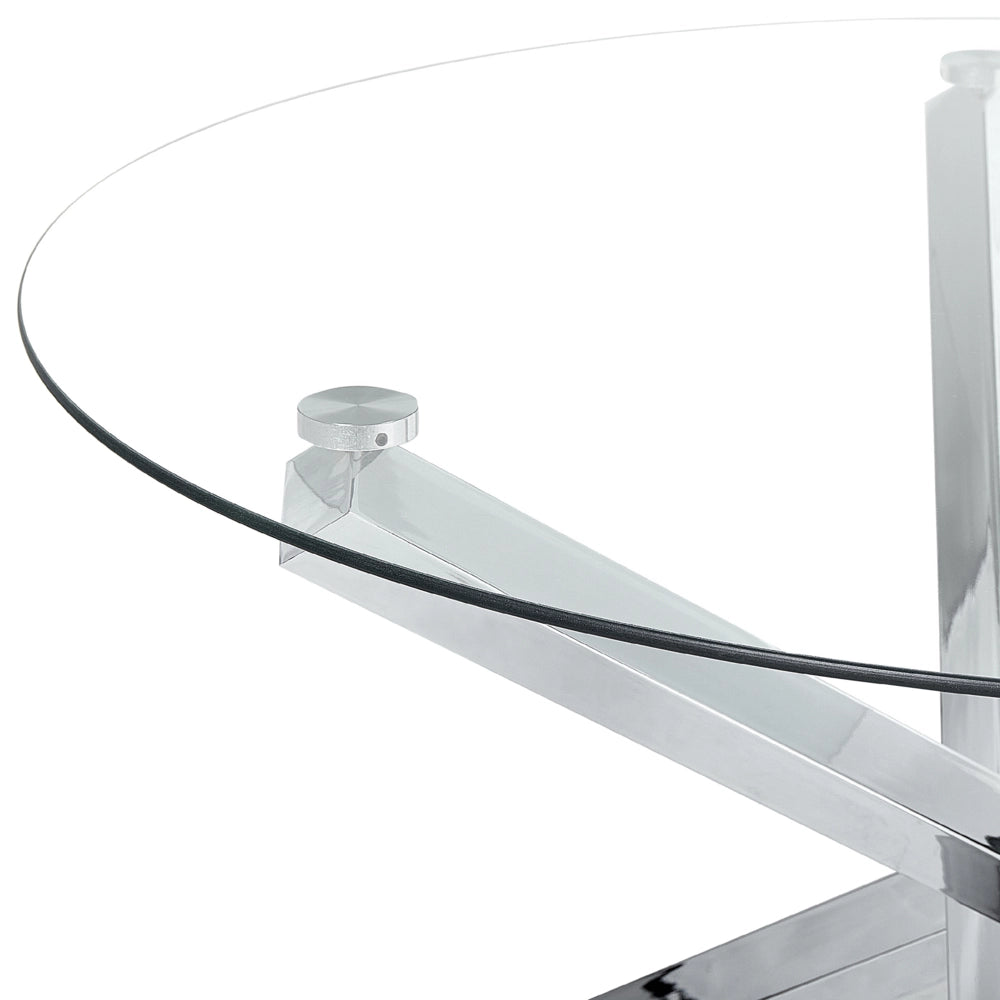 Tavolo da pranzo Argento Base in metallo Piano in vetro ø 110 cm Rotondo Moderno