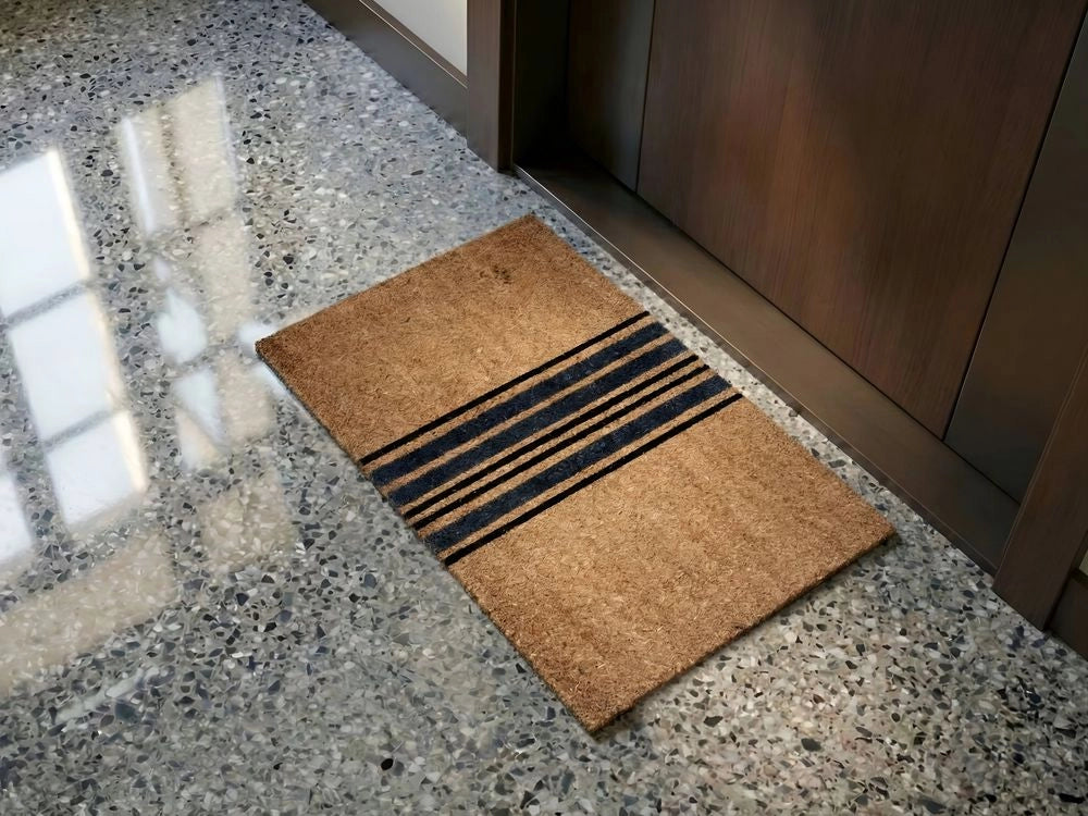 Zerbino in fibra di cocco naturale con fondo antiscivolo in PVC 40 x 60 cm Decorazione Classico motivo a strisce