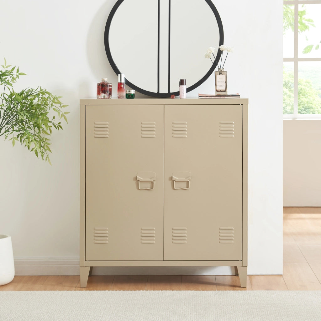 Armadietto da Ufficio Oripää in Acciaio 90 x 80 x 33 cm color Cammello opaco [en.casa]