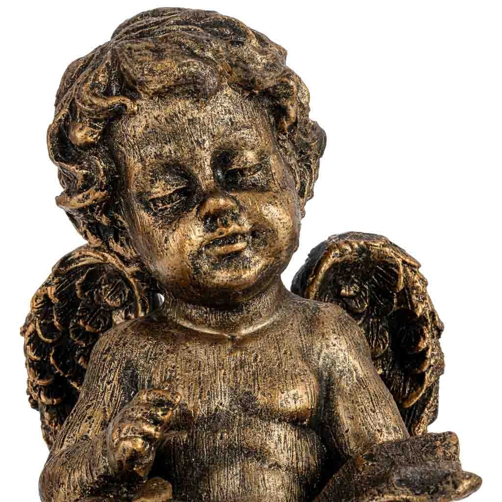 Statuetta decorativa a forma di angelo in metallo placcato oro 16,5x13,5x19,5h cm