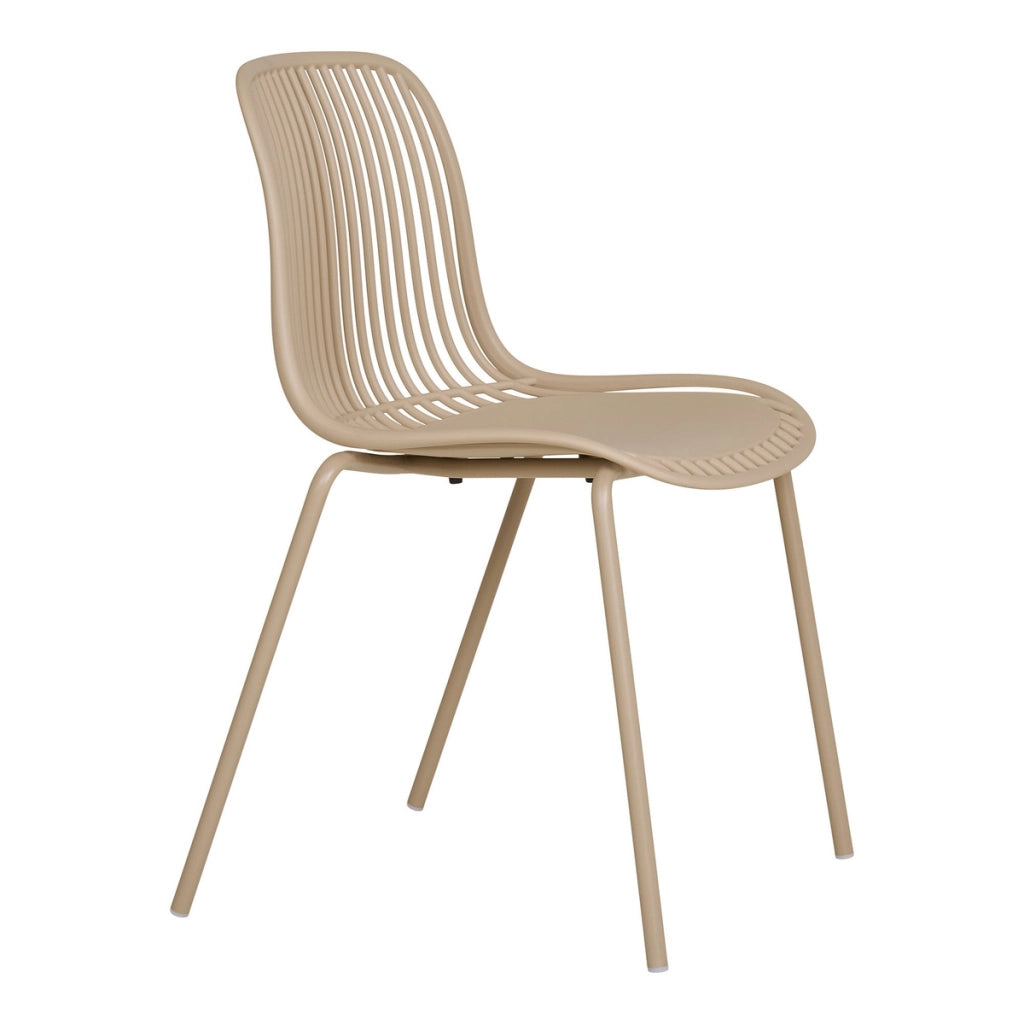 Set di 4 Sedie da Giardino Branson, Beige, Plastica, 55x46,5x82 cm