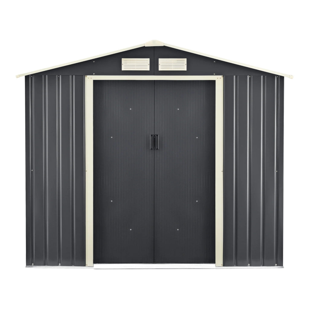 Casetta da giardino 213 x 127 x 185 cm tetto a due falde lamiere zincate grigio scuro 03_0007172