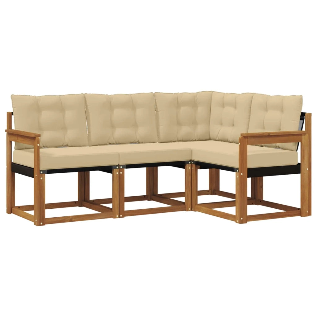 Set di divani da esterno con cuscino 4 pcs Naturale e Beige