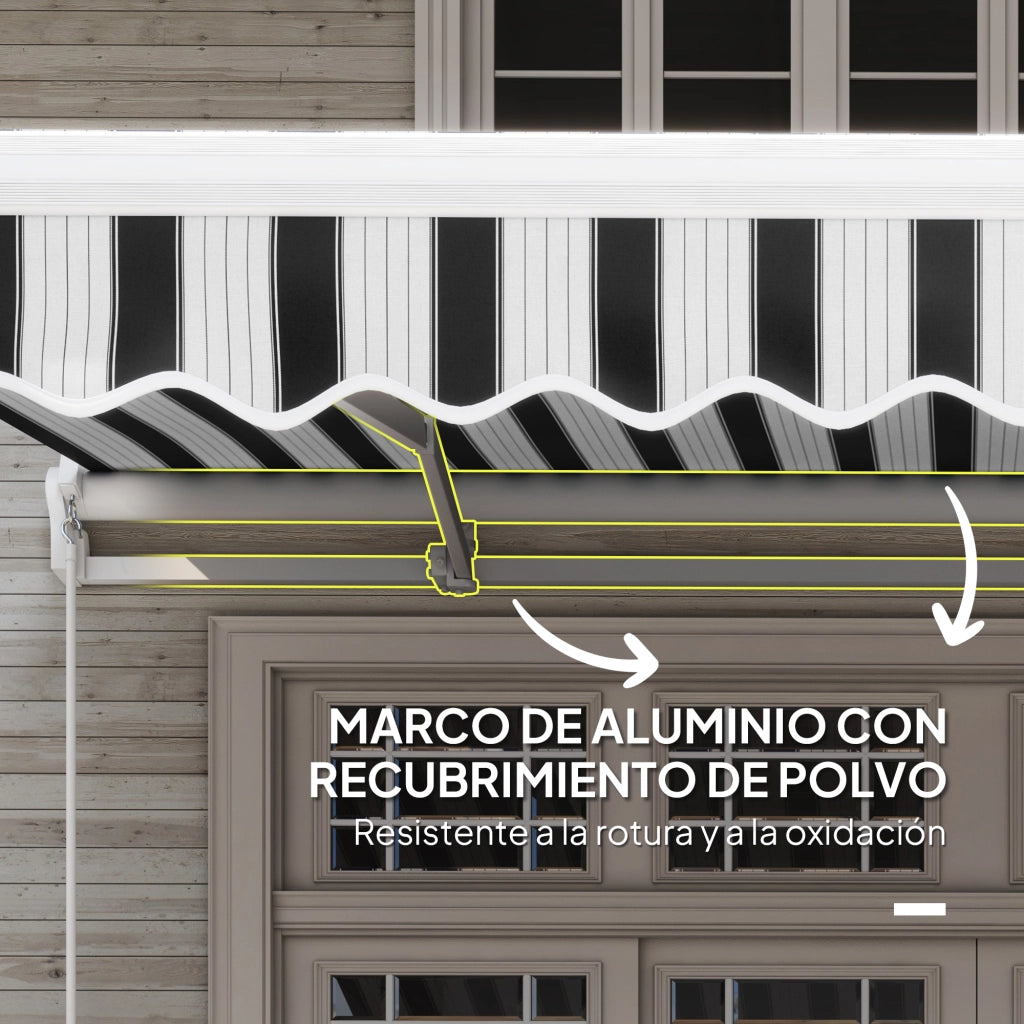 Toldo Manuale Retrattile ¨C zephmum ¨C Blu e Bianco 395x245 cm