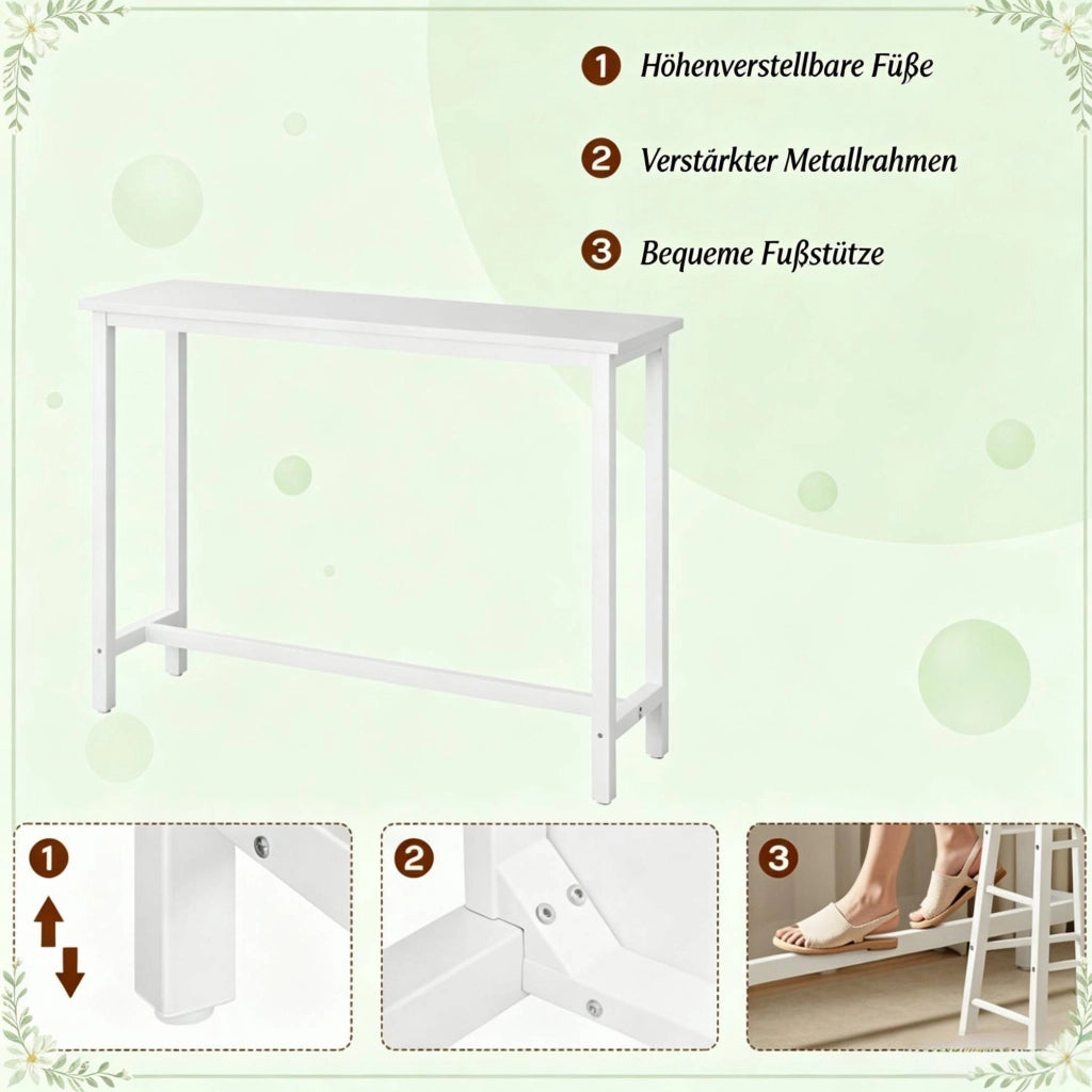 Tavolo bar in MDF e metallo 140 x 100 x 40 cm bianco