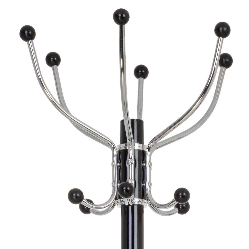 Perchero de metal negro con paraguero y 6 ganchos D 36X178h cm