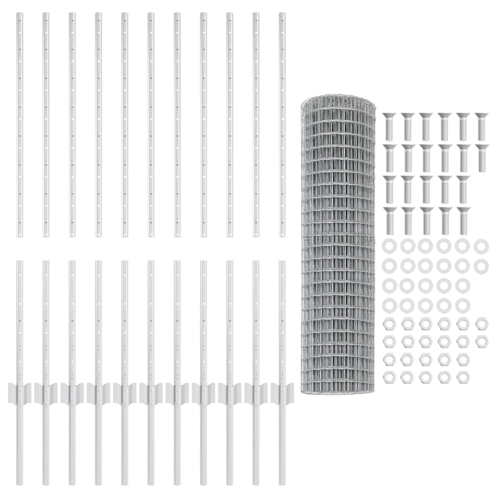 Fencetta Euro con 22 post in U Argento 1x25 m Acciaio