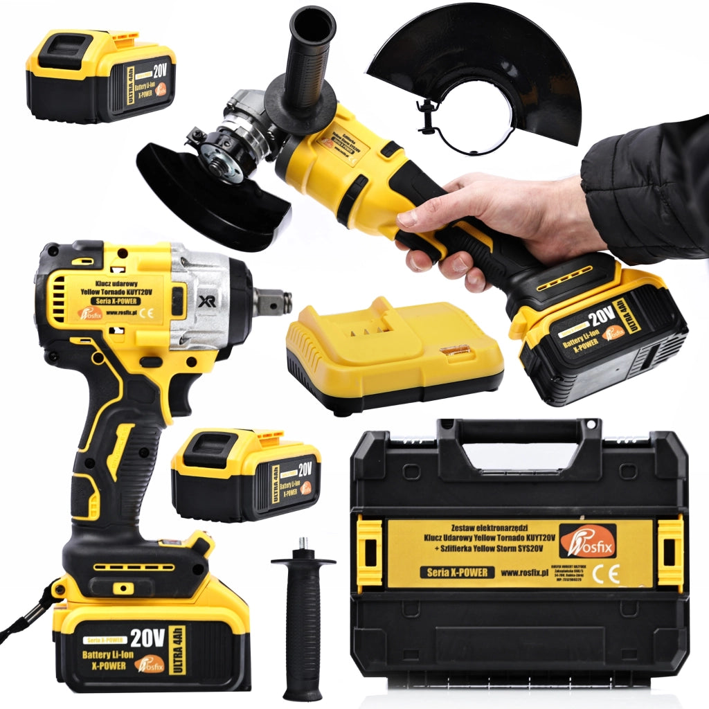 Set Elettroutensili Yellow Tornado KUYT20V + Yellow Storm SYS20V – 2 Batterie 4Ah, 21V, 350 NM