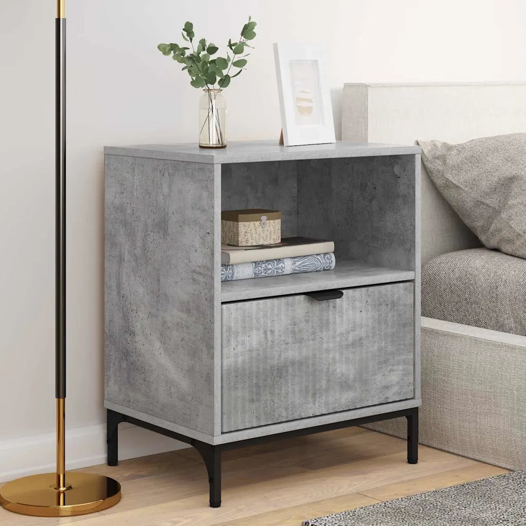 Set di 2 Comodini | Armadio da Notte | Mobiletto da notte Grigio cemento 49 x 36 x 61 cm
