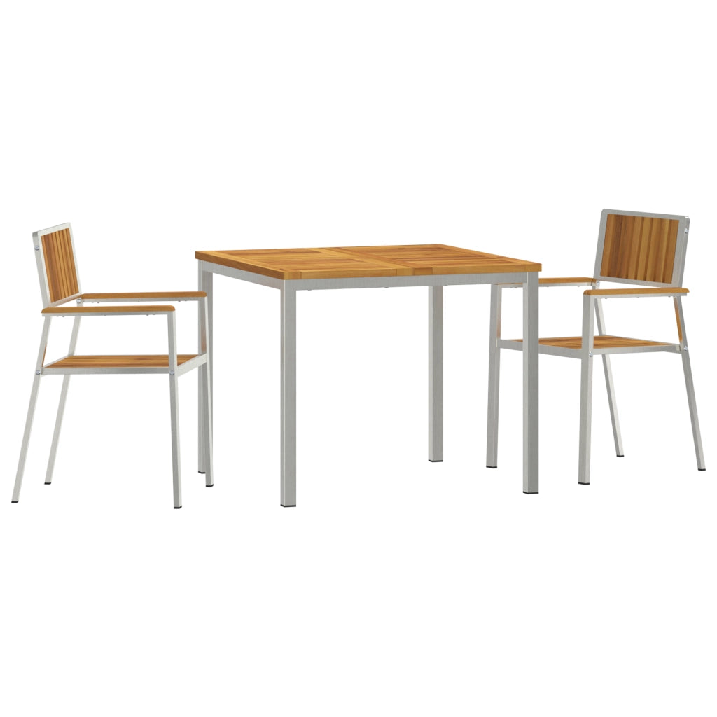 Set da Pranzo da Giardino  3 Pezzi Legno Massello di Acacia