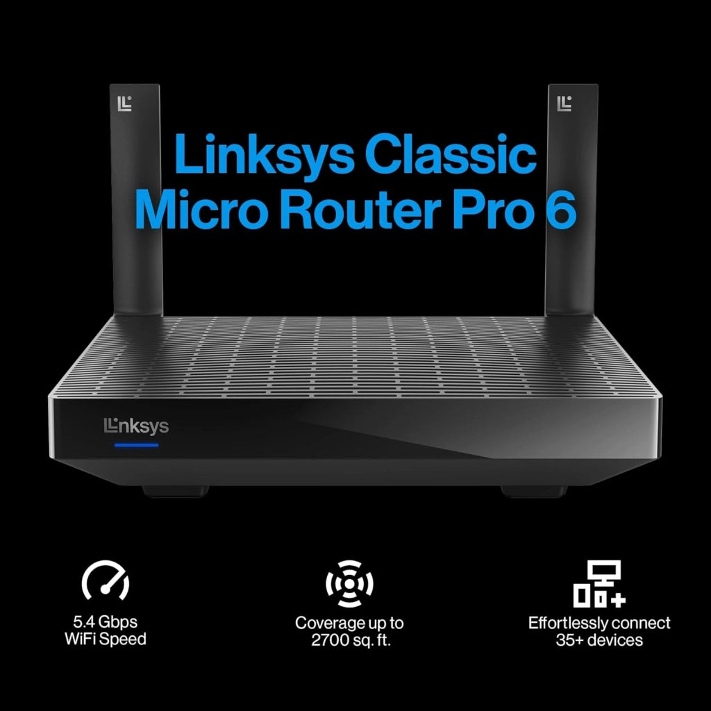 Micro Router Classic Pro 6, Router WiFi 6 Mesh Dual Band (AX5400), Router Wireless Gigabit, Fino a 5400 Mbps, Più di 35 Dispositivi e 250 m² di Copertura