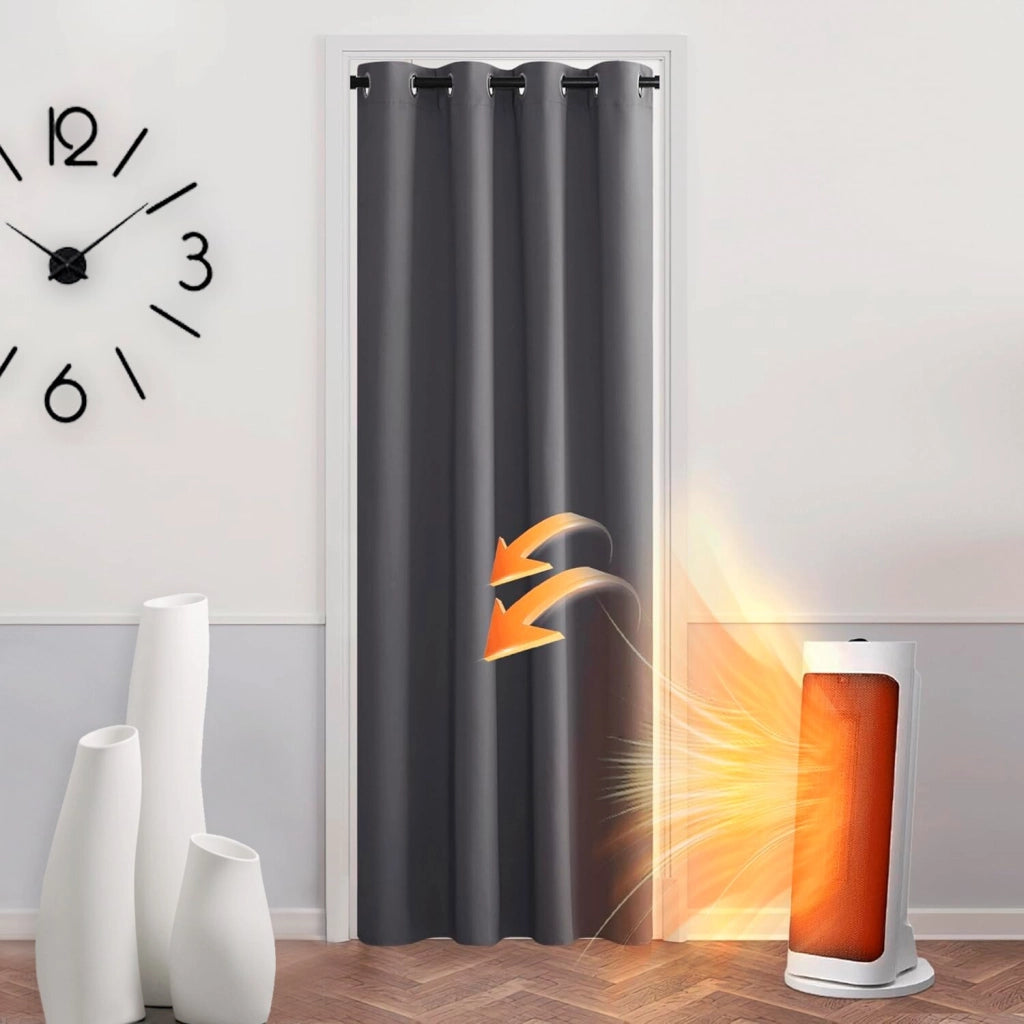 Tenda 100% Oscurante Porta Finestra 1 Pannello 140x280 Cm Isolante Termica Coprente Moderna Antracite
