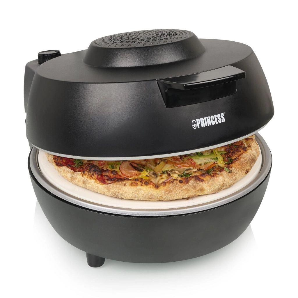 Princess 01.115005.01.001 Forno per Pizza Pro Pietra Ceramica 1200 W 400 °C Diametro 30 cm Timer Termostato colore Nero