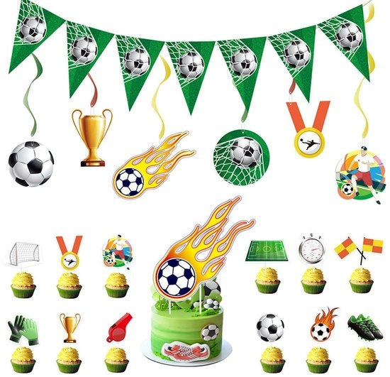 Decorazione per Torta di Calcio - 20 pezzi - Decorazioni per Festa - Nero - Tema Sport - Decorazione per Torta di Festa - Adatto per Ragazzi -