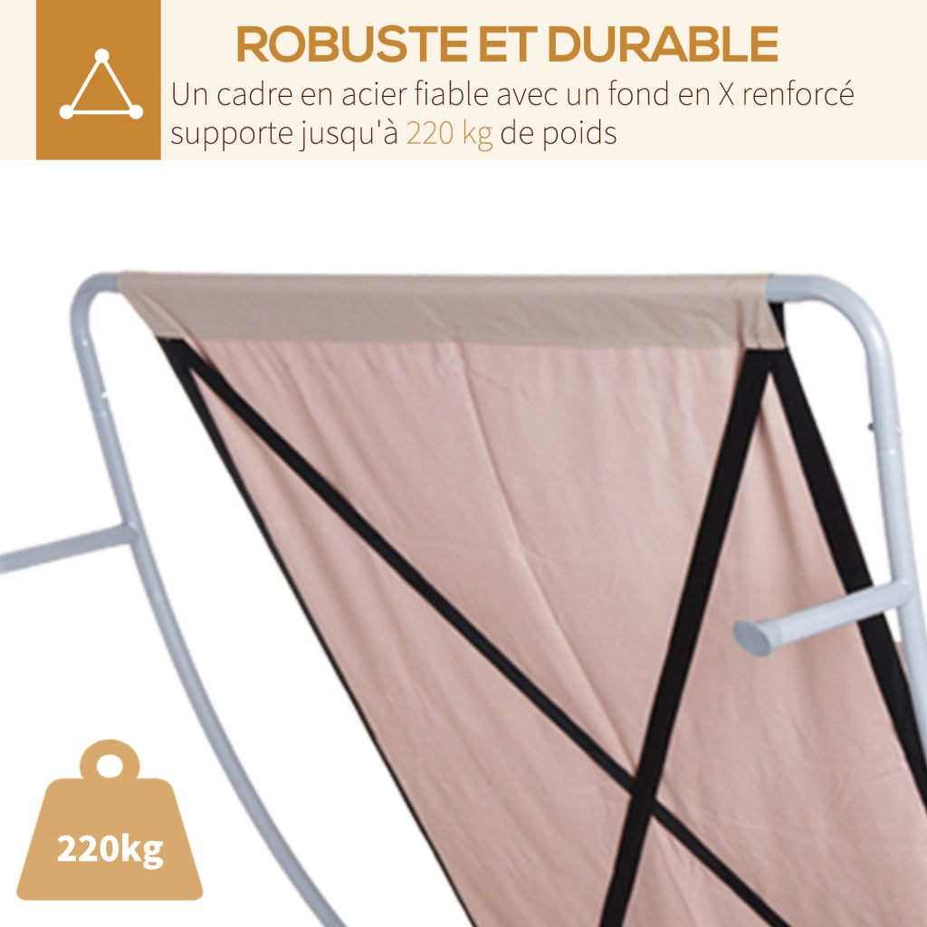 Letto da Giardino 2 Posti con Baldacchino Regolabile ¨C Zephmum ¨C Poliestere Sabbia 200x100x50