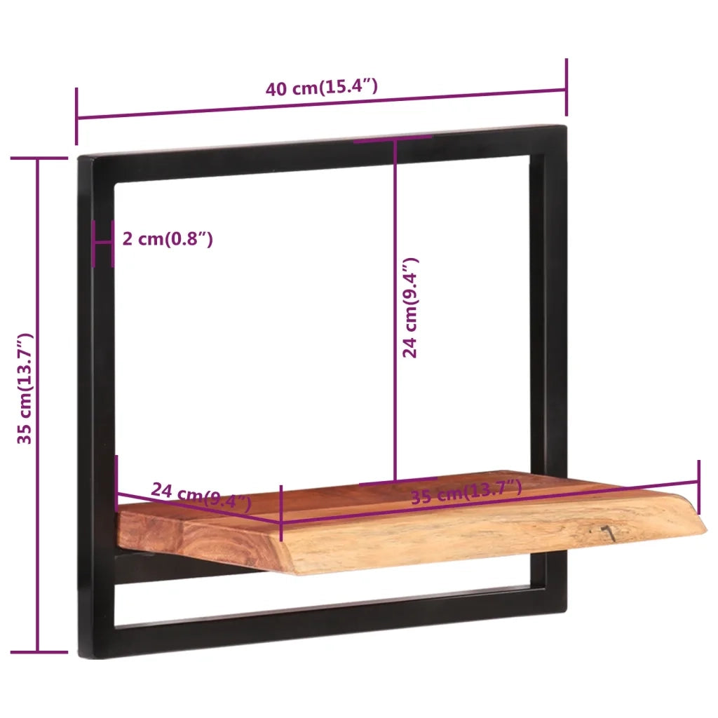 Mensole Parete 2 pz 40x24x35 cm Legno Massello Acacia e Acciaio 338460