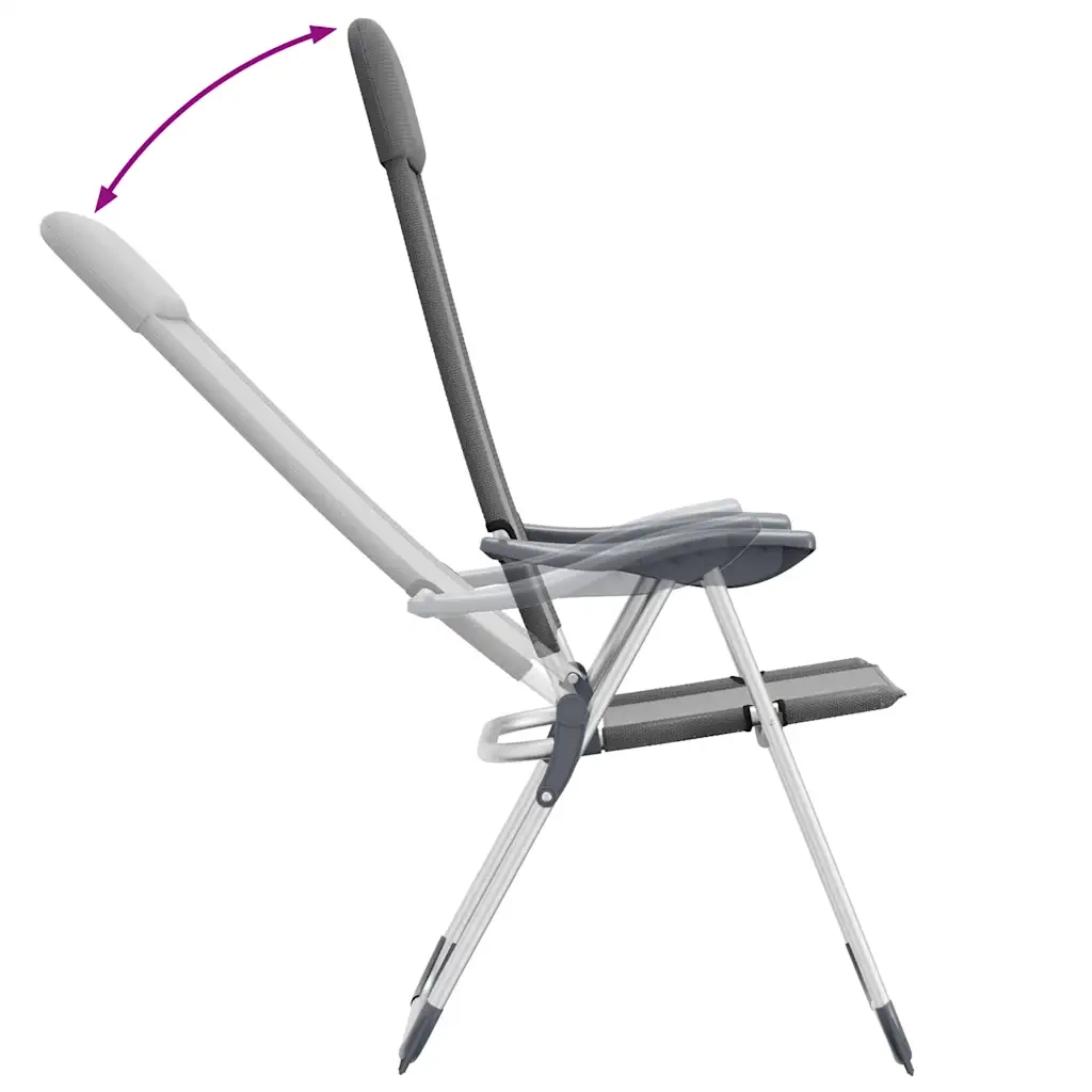 Sedie Pieghevoli da Campeggio 2 pz Grigio in Alluminio 44304
