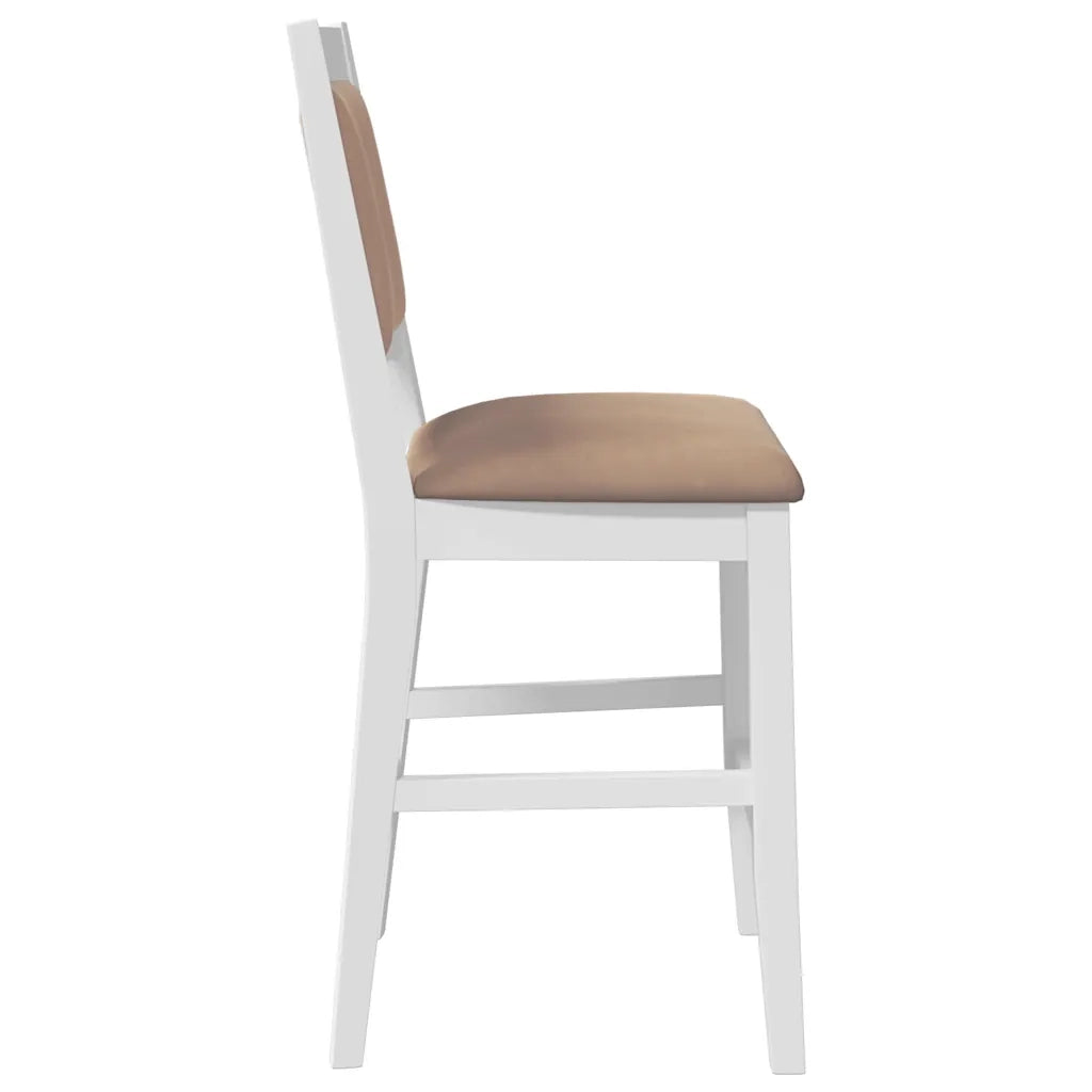 Sgabelli da Bar con Cuscini 2 pz Bianco Legno Massello di Hevea