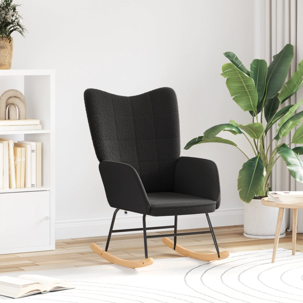 Sedia Relaxante  in Tessuto Simile alla Lana Riccia Nera