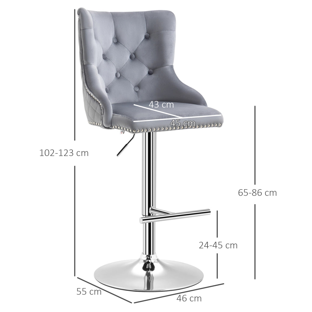 Sgabello bar 2 pezzi ¨C zephmum ¨C regolabile, girevole, grigio, 46x55x123 cm