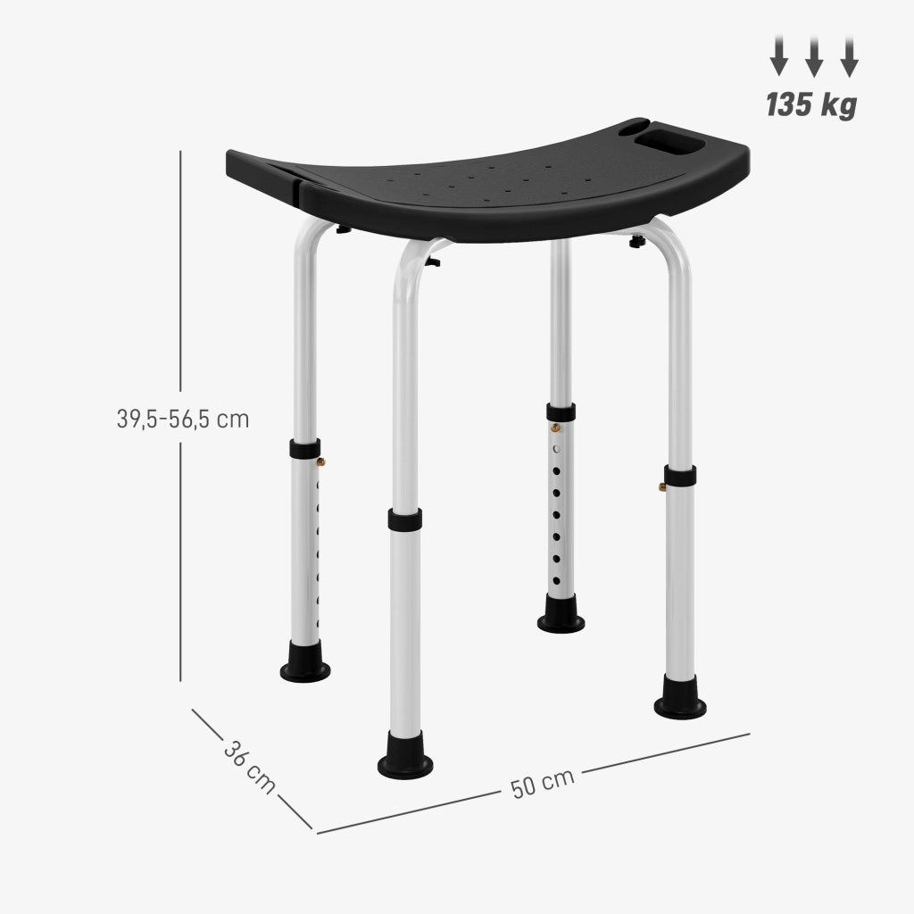 Sgabello da Doccia Regolabile ¨C Zephmum ¨C Alluminio Antiscivolo Nero 135 kg