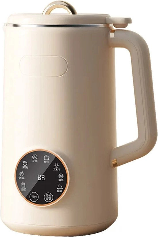 Facenti Smoothie - Macchina per Latte di Soia - Macchina per Latte di Soia da Bambù - Macchina per Milkshake - 1 Litro 10 Lame - Touchscreen LCD Smart Touch - Beige