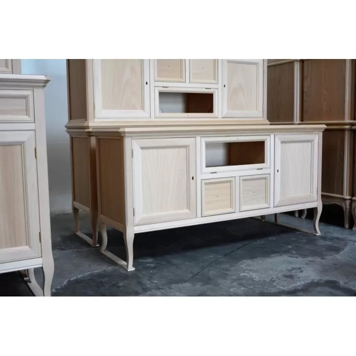 Porta tv classico 2 porte 2 cassetti in legno grezzo l.140 p.45 h.70 - Mobili 2G