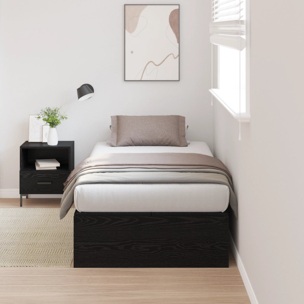 Letto con contenitore Nero Rovere 80x200 cm
