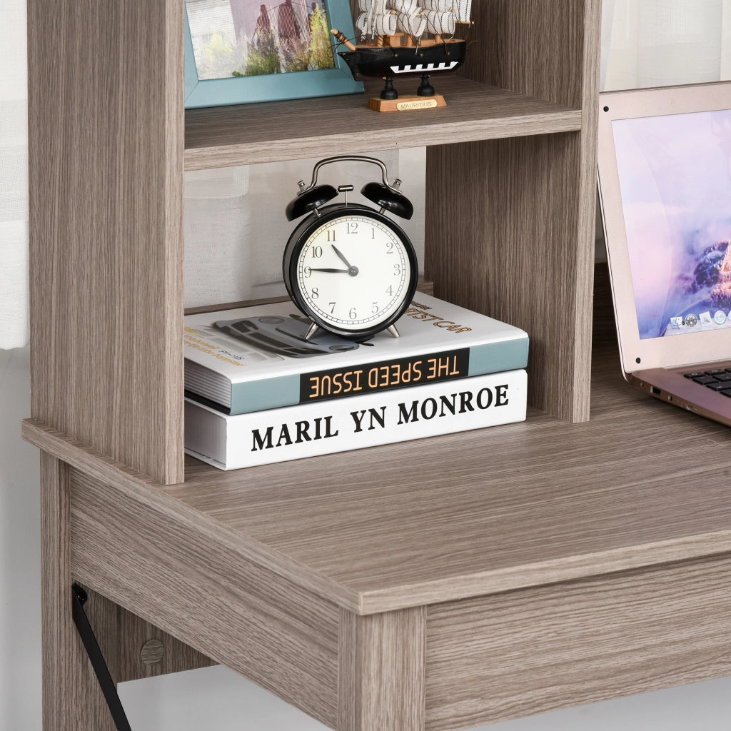 Scrivania con libreria ¨C zephmum ¨C legno, marrone chiaro, 105x50x137.5 cm