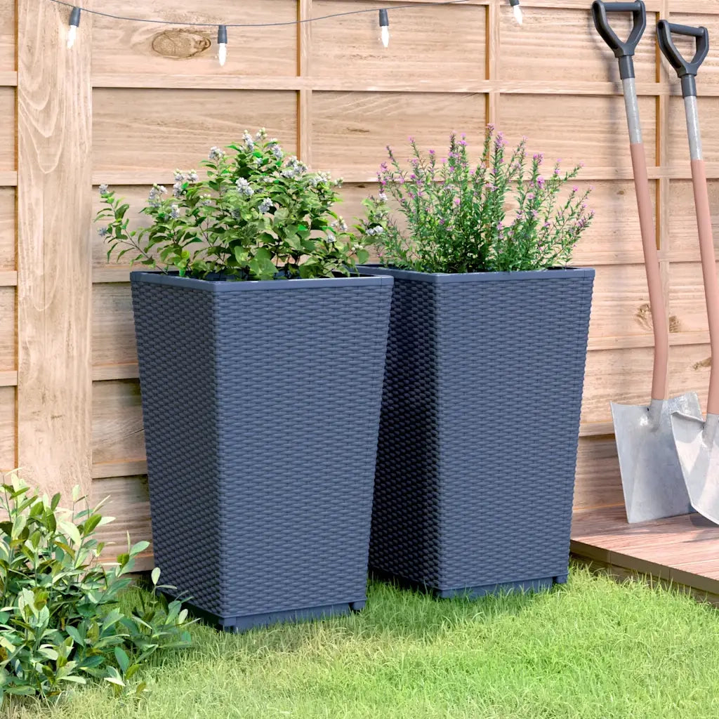 Fioriere da Giardino 2 pz Grigio Blu 32,5x32,5x57 cm in PP 367846