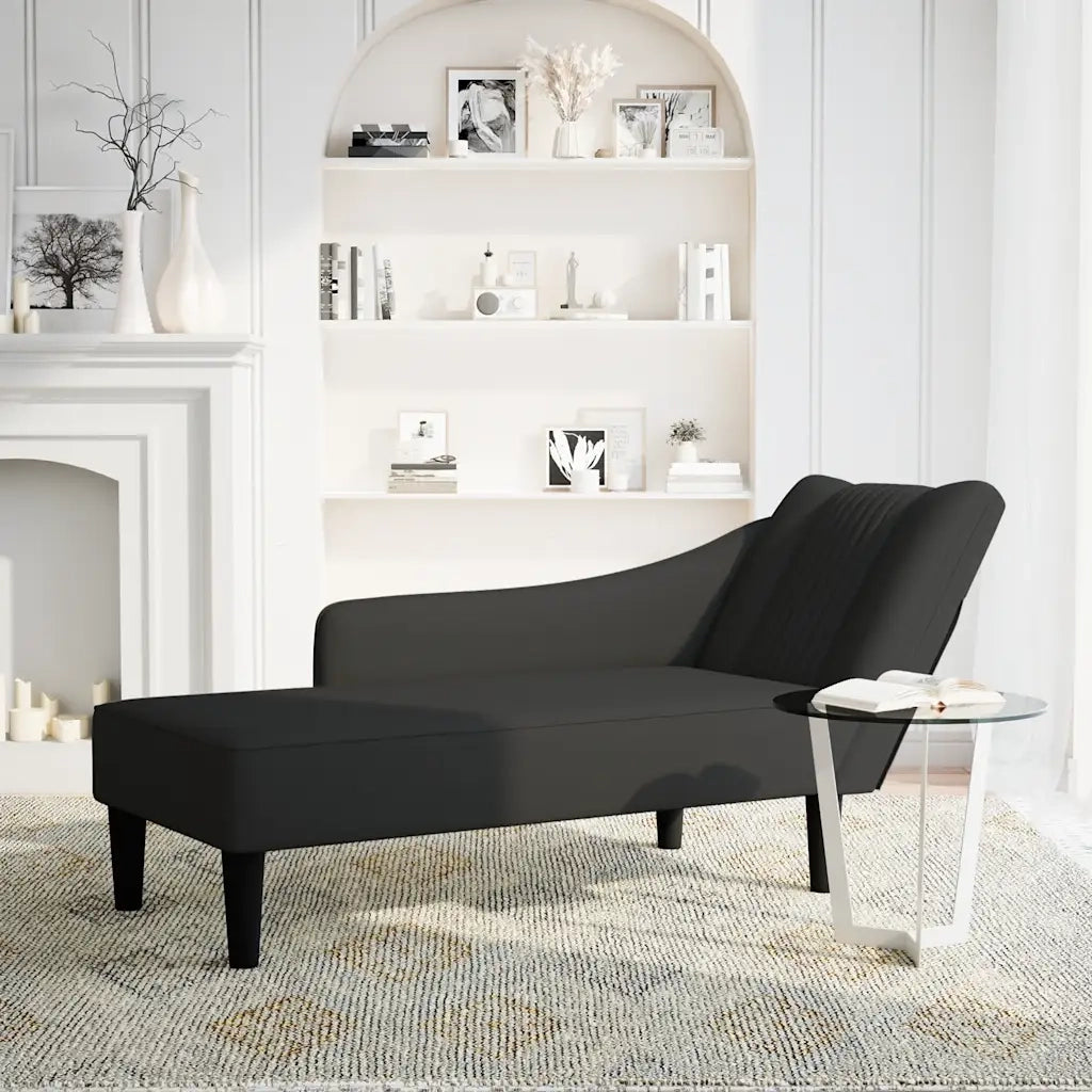 Sdraio con Bracciolo Destro in Velluto Nero CFW6053858