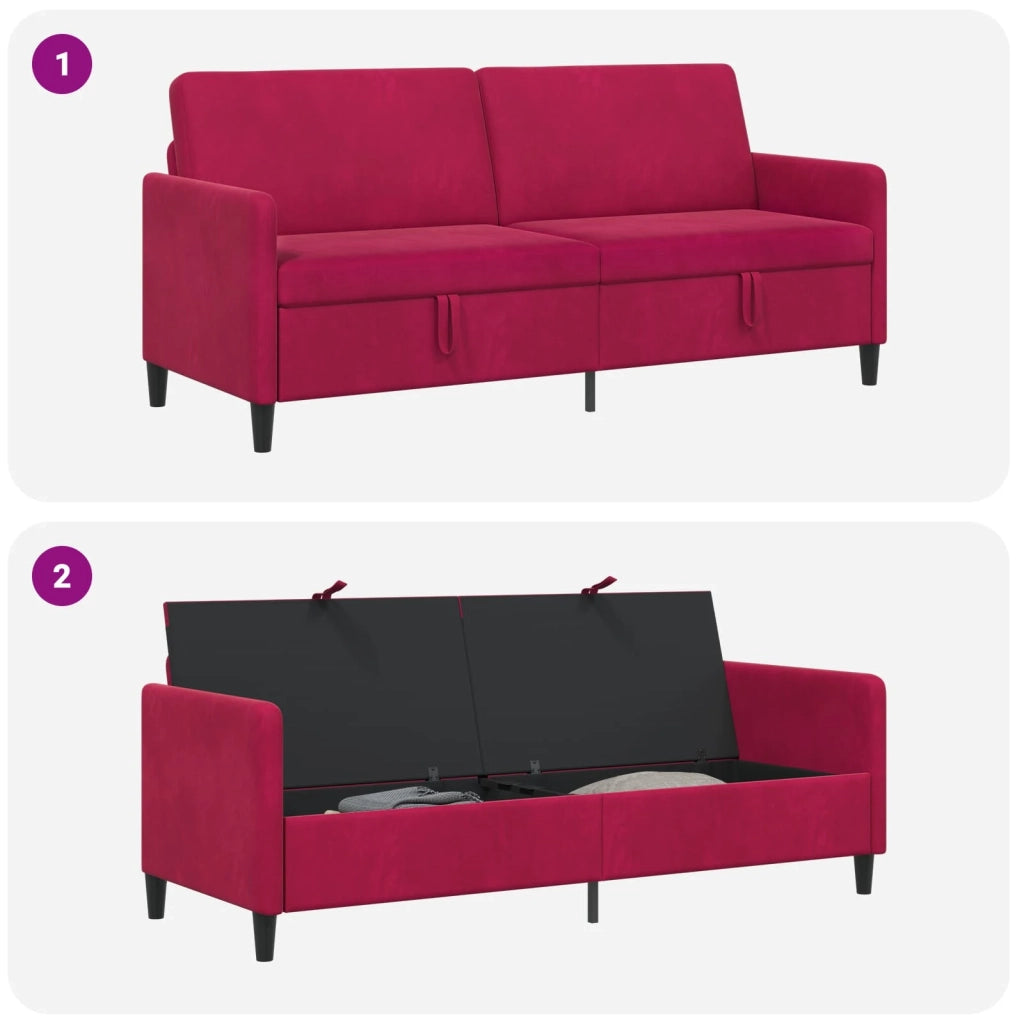 Divano con Storage Rosso Vino 192 x 78 x 87 cm Poliestere 42036994