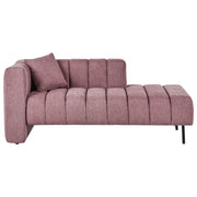 Chaise Lounge con Rivestimento in tessuto rosa Gambe nere Cuscino aggiuntivo lato sinistro Design moderno e glam