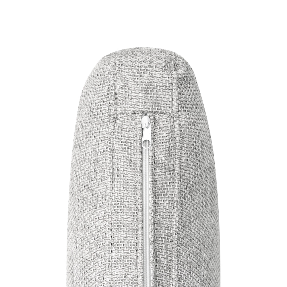 Divano angolare moderno con bracciolo sinistro Rivestimento in lino sintetico idrorepellente Gambe in ferro nero con cuscini grigio