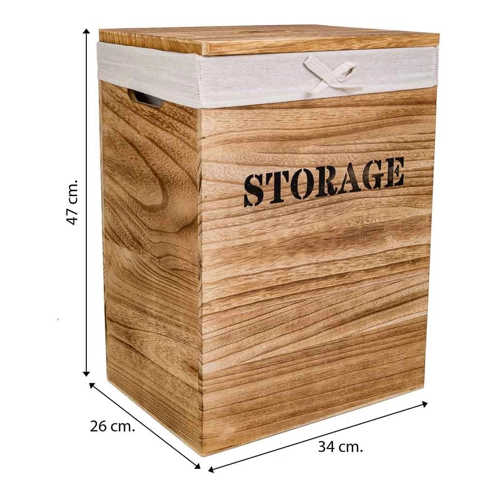 Set di 2 cesti per la biancheria in legno 40x30x54-34x26x47