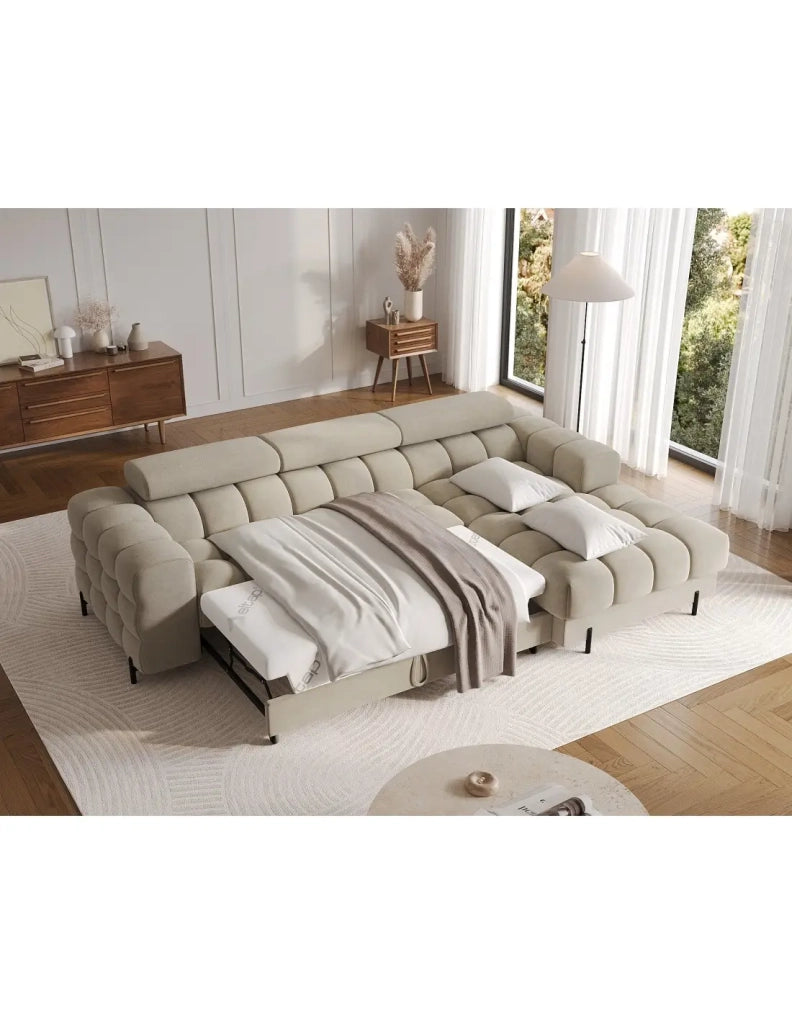 Divano angolare destro convertibile Beige design elegante 285x99x181cm FILTRO