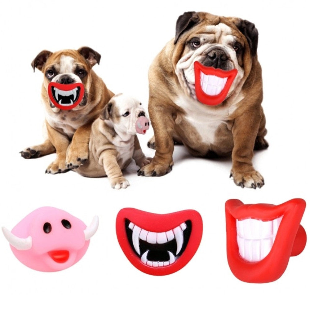 Trade Shop - Gioco Da Mordere Per Cani Smile Con Suono In Gomma Naturale Dentiera Per Cani -