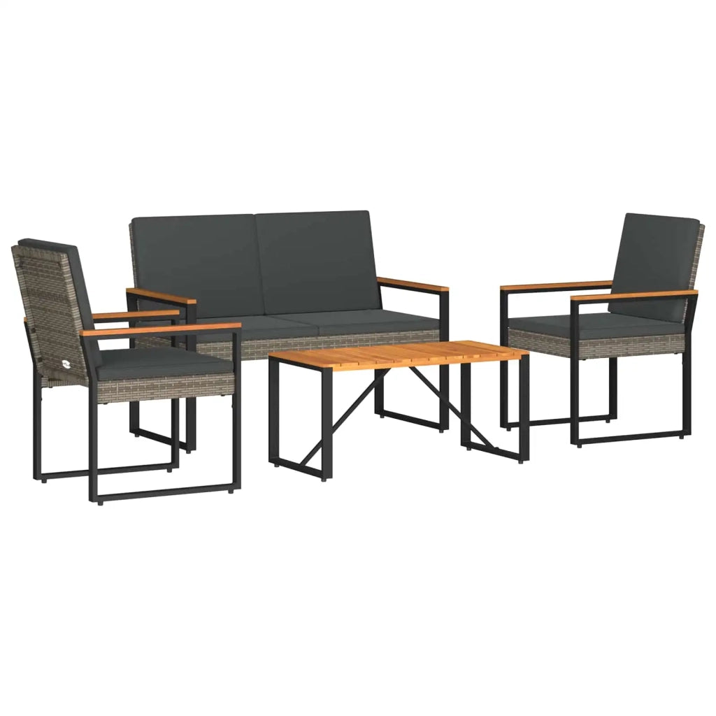 Set di Mobili da Esterno 4 pcs Grigio e Grigio Scuro polyrattan 42025326