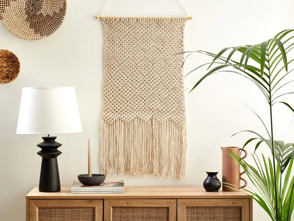Decorazione da parete macramè beige cotone fatta a mano boho arte da parete per soggiorno camera da letto camera dei bambini