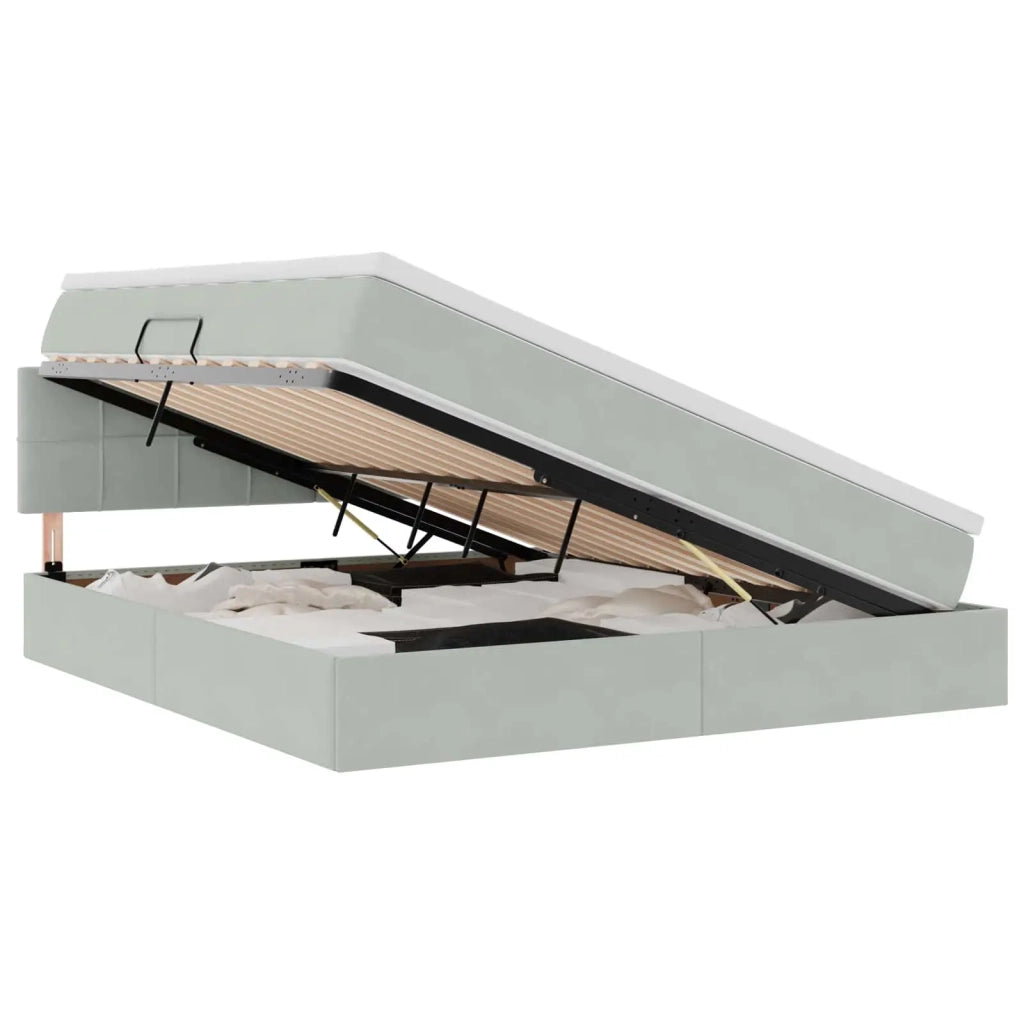 Letto con Contenitore Grigio chiaro 180 x 200 cm Velluto 3370773