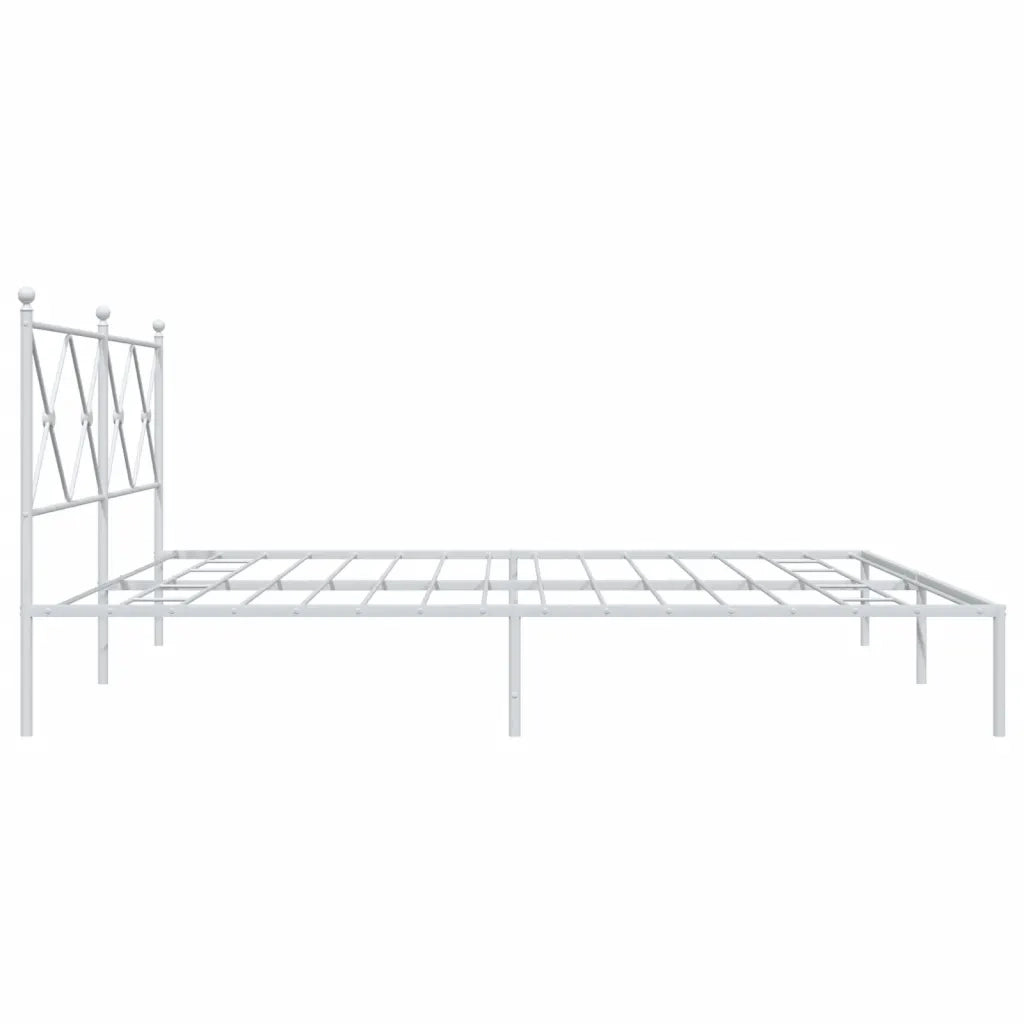 Giroletto con Testiera-Struttura Letto con testiera Metallo Bianco 200x200 cm 618559