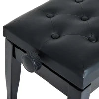 Sgabello Panca per Pianoforte con Altezza Regolabile 45-55cm, in Legno e pelle PU Nera