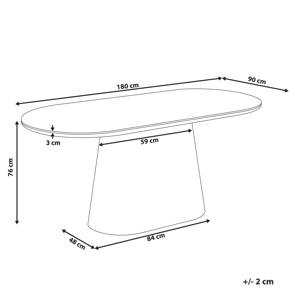 Tavolo da pranzo ovale 180 x 90 cm Gamba in legno MDF impiallacciato frassino Finitura stile moderno