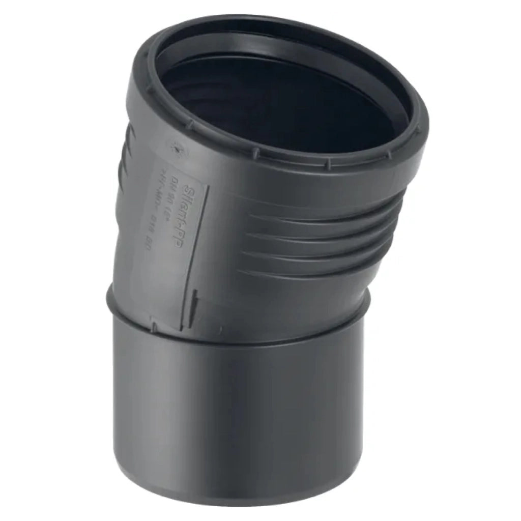 CURVA 15  ° AD INNESTO IN PP CON GUARNIZIONE SERIE SILENT -  EE ¸125  - GBR