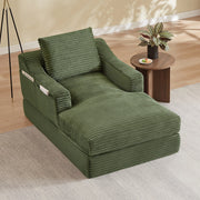 Poltrona lounge in velluto a coste verde trasformabile in letto