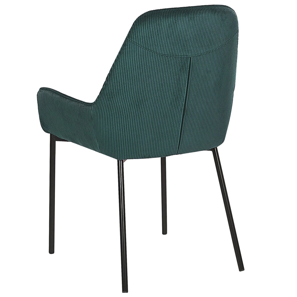 Set di 2 sedie per sala da pranzo sedile imbottito in tessuto di velluto a coste gambe in metallo Nero stile moderno