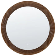 Specchio LED da Parete Rotondo Moderno 80 x 80 cm Marrone per Bagno, Camera da Letto e Trucco Stile Contemporaneo