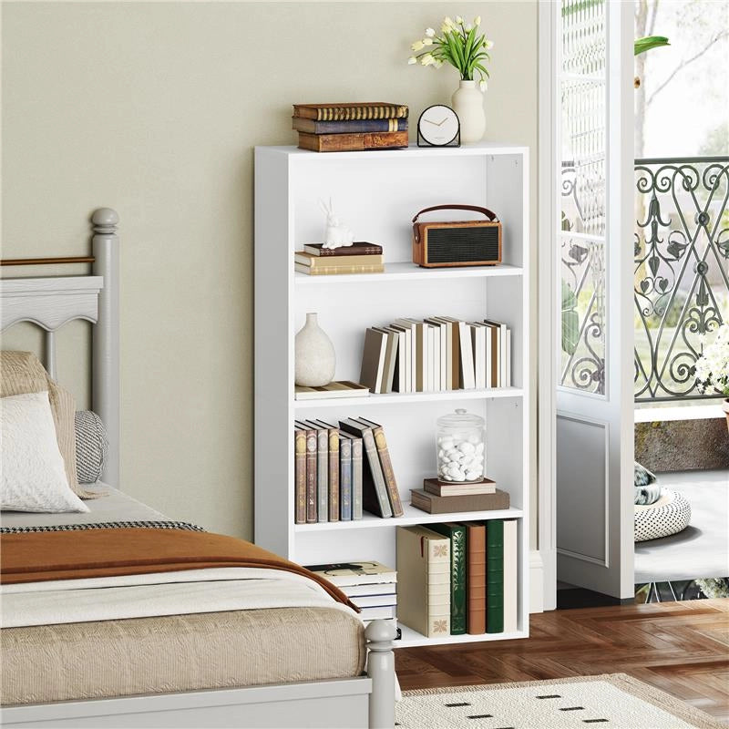 MOBILE LIBRERIA A 4 RIPIANI CON 2 SCAFFALI FLESSIBILI IN LEGNO 60X24X115.5 CM BIANCO